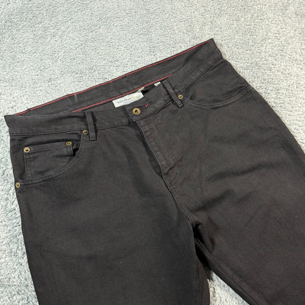 Raleigh Denim Martin Jeans Mens 34x31 Black Handcrafted Red Stitch Workwear